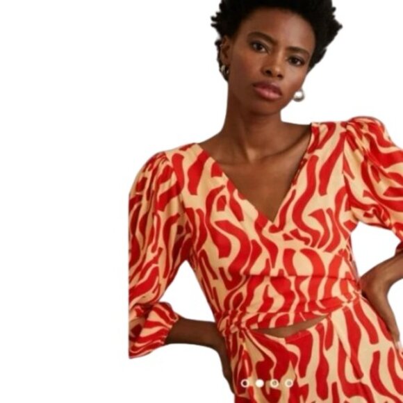 Anthropologie Faithful The Brand Womens Jumpsuit in Coral Cream LaCateau Print 2 - Picture 2 of 9